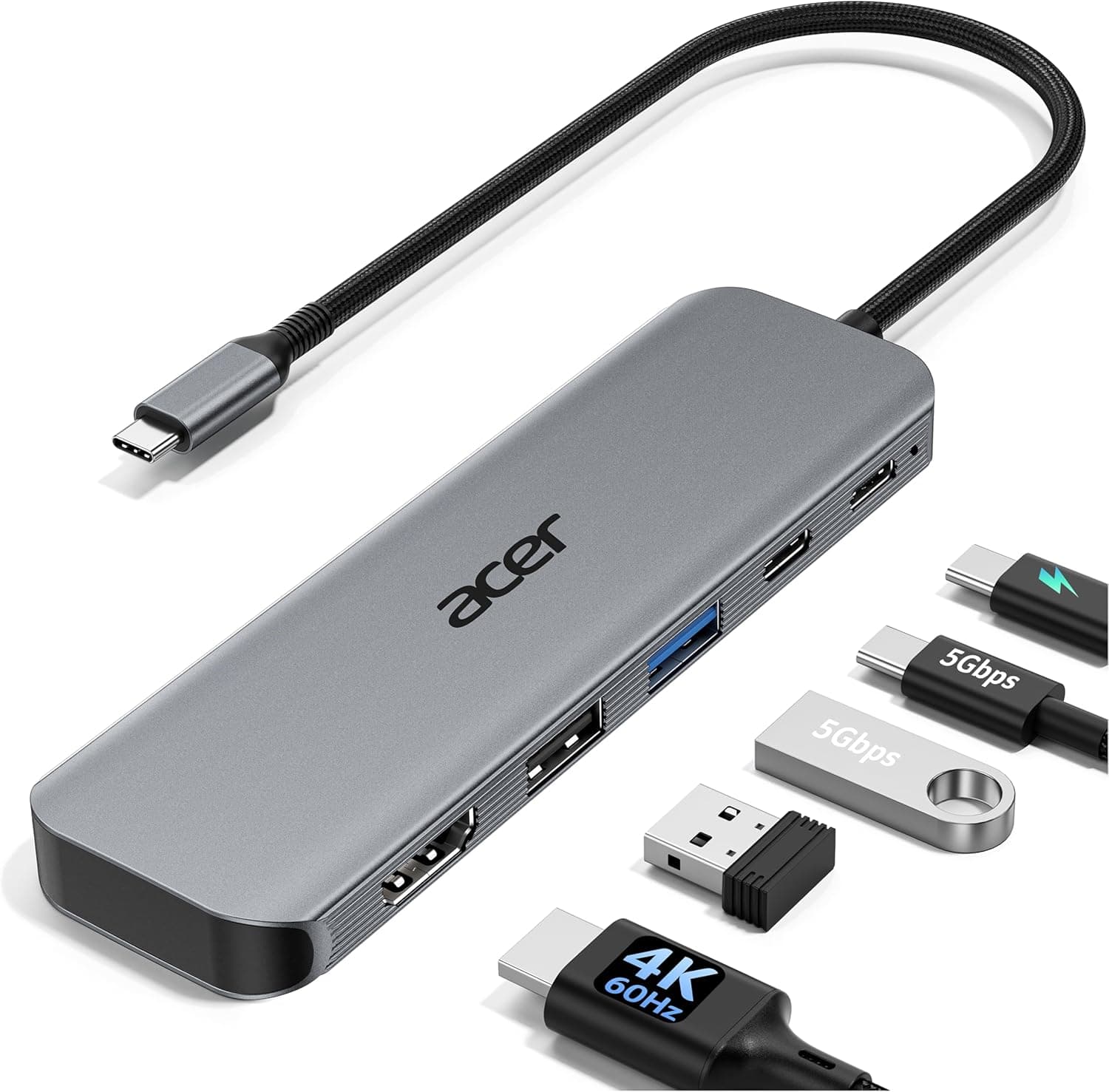 Acer 5-in-1 5Gbps USB-C Hub with 100W Power Delivery, 5 Versatile Ports, Fast Data Transfer Speeds, and Reliable High-Speed Laptop Charging — 1 of 5