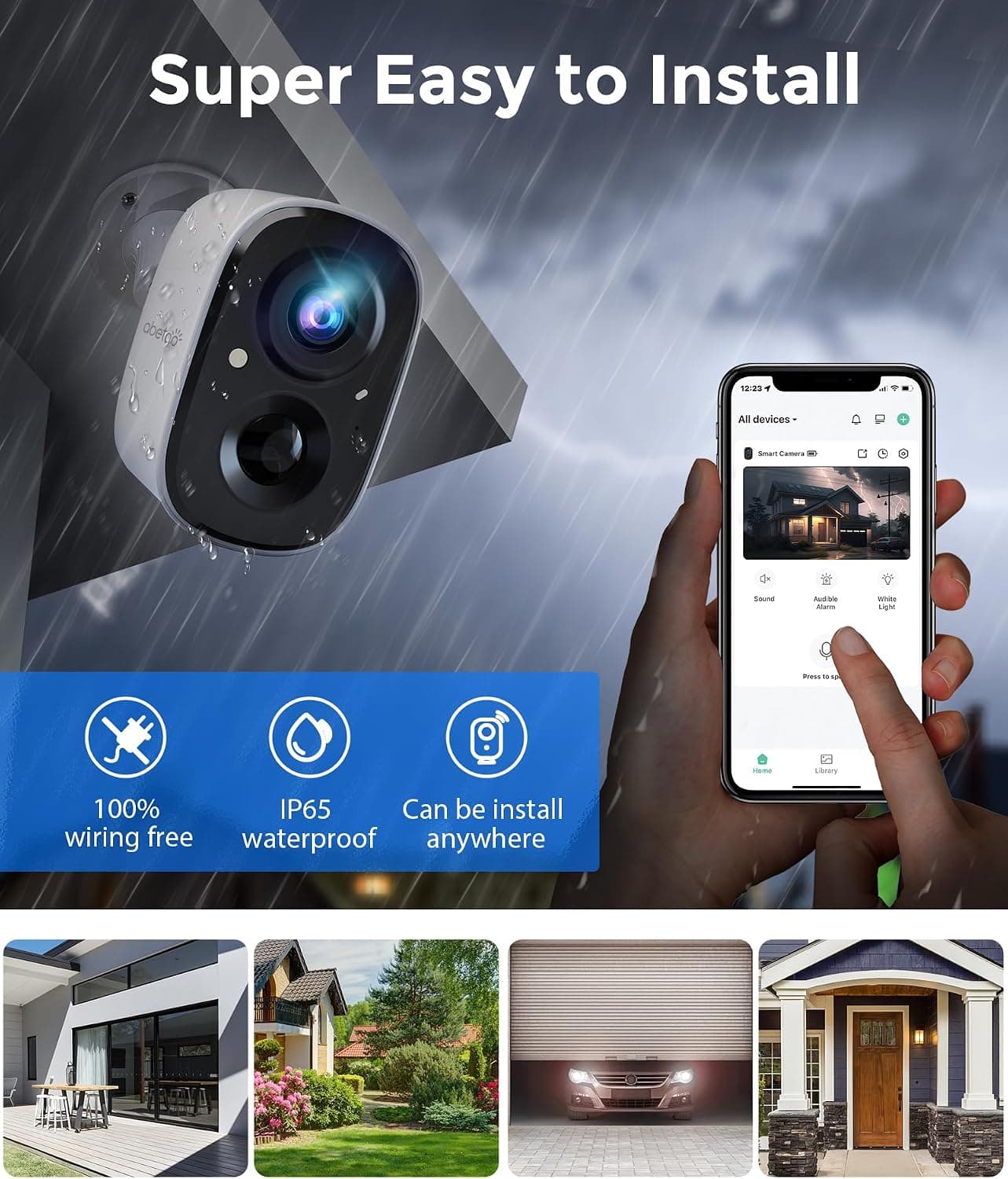2K Wireless Outdoor Security Camera with 3MP Lens, Full-Color Night Vision, AI Human Detection, Two-Way Talk and 3-5 Month Rechargeable Battery — 3 of 5