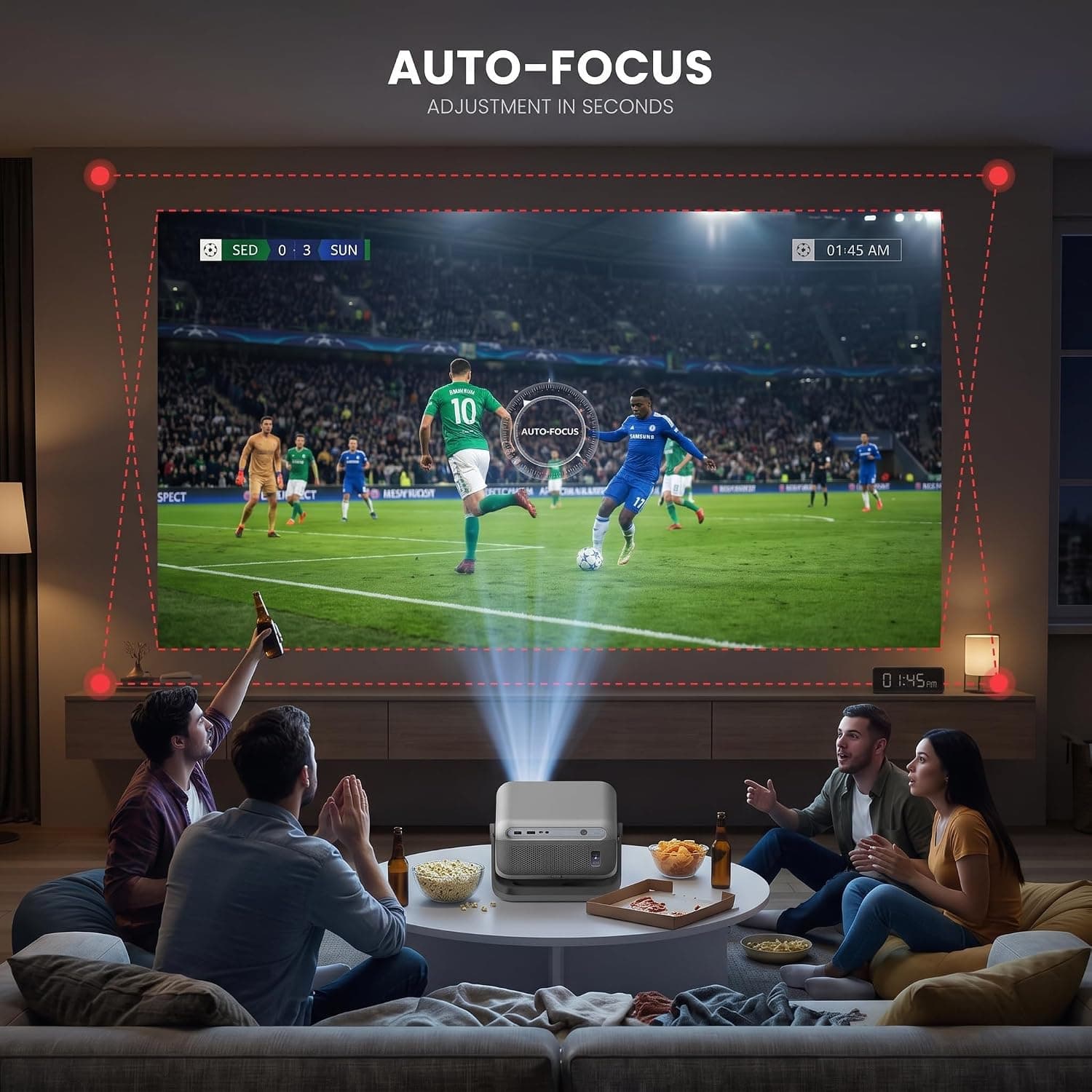 Smart Projector with Wi-Fi and Bluetooth Connectivity, Compact Portable Design for Home Theater Entertainment, Built-in Speaker and Screen Mirroring — 5 of 5