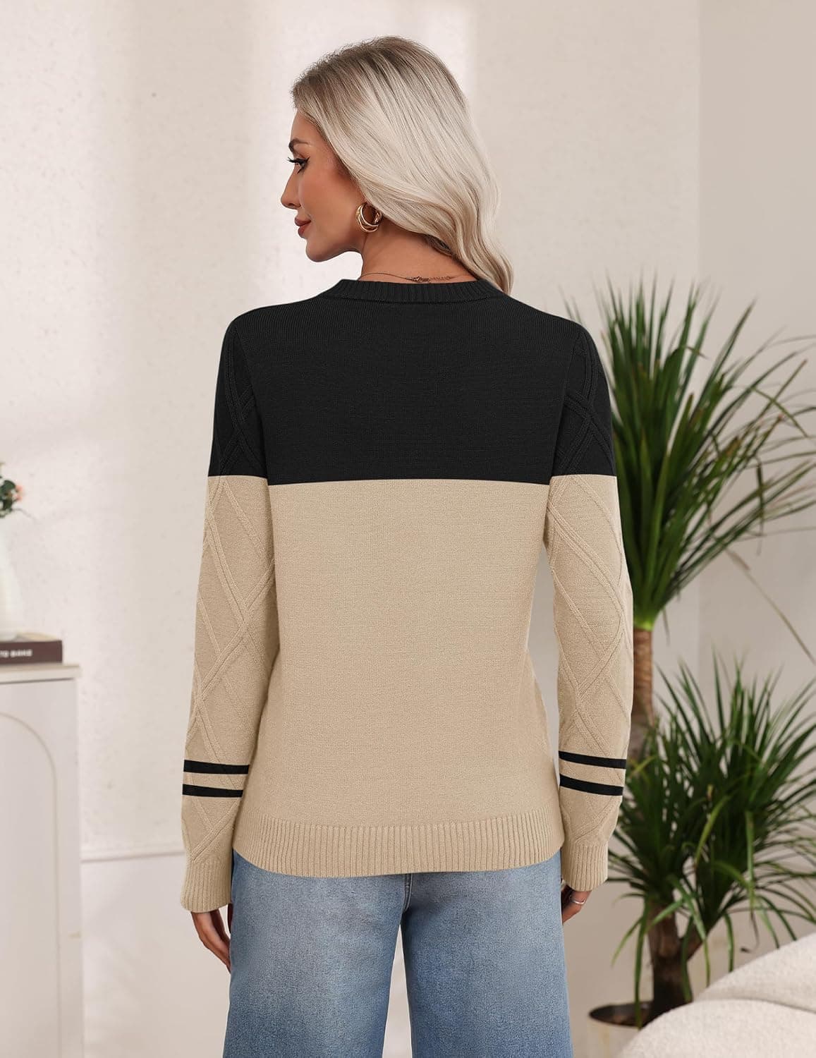Zeagoo Women Cable Knit Sweaters Fall Winter Long Sleeve Crewneck Tops Casual Pullover Soft Warm Comfortable Everyday Wear — 5 of 5