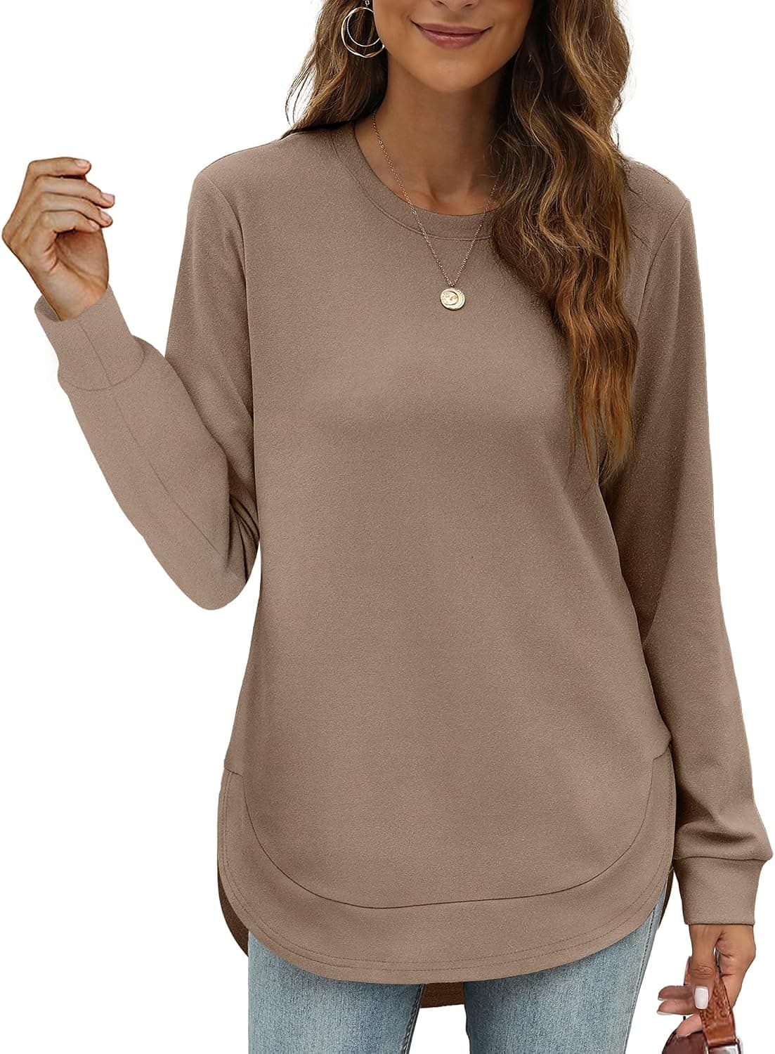 Womens Crewneck Long Sleeve Sweatshirt Cozy Casual Pullover Everyday Layering Basic Fall Fashion Wardrobe Essential — 2 of 5