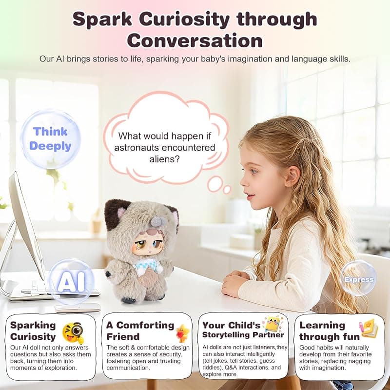 AI-Powered Plush Interactive Toy Mini Communicatible Companion Bauble with Multiple Languages Switchable, Rechargeable Doll Plaything for Kids — 2 of 5