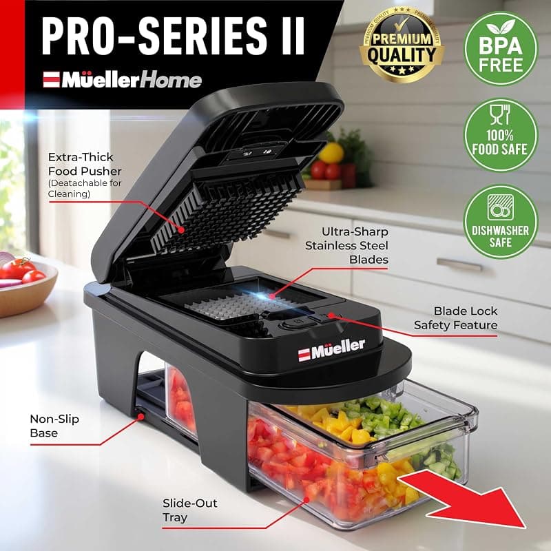 Mueller Home Ultimate 12 Blade Vegetable Chopper and Mandoline Slicer with Interchangeable Stainless Steel Blades, Food Container and Safety Guard — 2 of 5