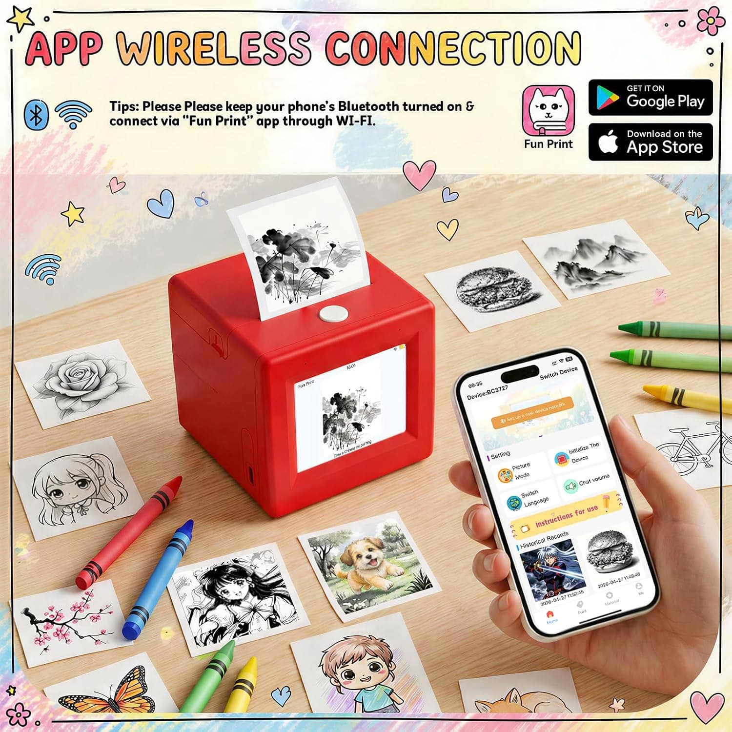 Mini Sticker Maker Printer with 2-in-1 AI Print and Chat Assistant, 6 Art Modes, Inkless Thermal Printing, and Kid-Safe Design for Creative Play — 5 of 5