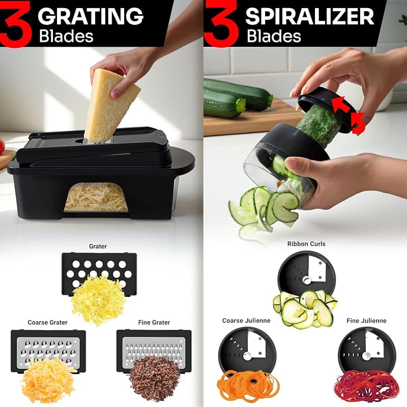 Mueller Home Ultimate 12 Blade Vegetable Chopper and Mandoline Slicer with Interchangeable Stainless Steel Blades, Food Container and Safety Guard — 5 of 5