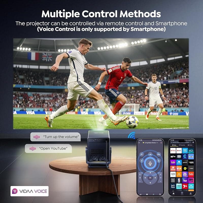 Smart Projector 4K with VIDAA Live TV, 36W Dolby Audio, Voice Control, WiFi 6, Bluetooth, AI Auto Focus, HDR10 and Short Throw Design for Home Theater — 4 of 5