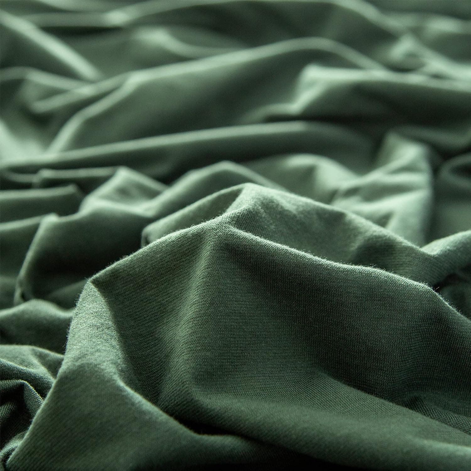 PURE ERA Jersey Knit Pillow Cases in Solid Forest Green Standard Size Made from Ultra-Soft Breathable T-Shirt Cotton Material with Enclosure — 3 of 4