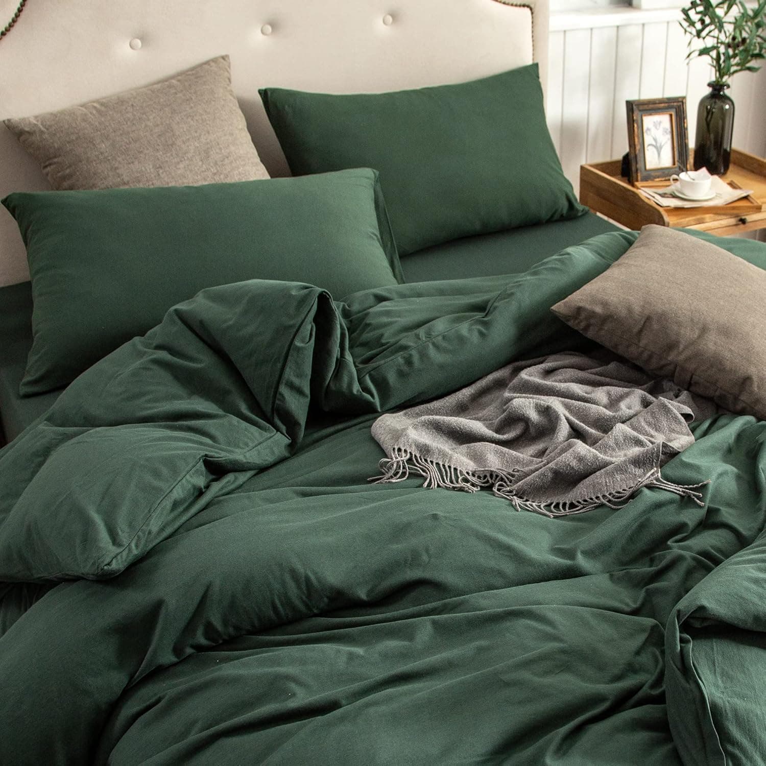 PURE ERA Jersey Knit Pillow Cases in Solid Forest Green Standard Size Made from Ultra-Soft Breathable T-Shirt Cotton Material with Enclosure — 4 of 4