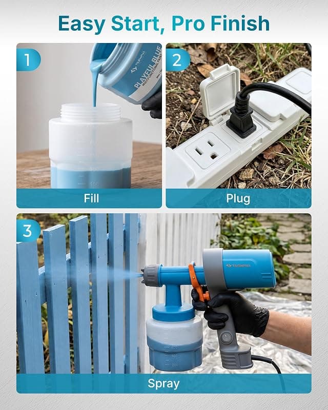 Tilswall Paint Sprayer Shark 600 Ultra-Light HVLP Electric Spray Paint Gun for Walls Furniture and Fences with Adjustable Flow Control — 4 of 5