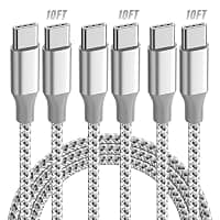 Kyehd 10-Foot 60W Braided Fast Charging USB C Cable 3-Pack with High-Speed Data Sync, Extended Reach and Durable Design for iPhone and Galaxy — 1 of 5