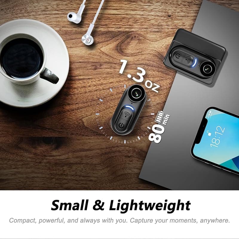 SixBondsCam 4K Mini Body Camera with 128GB Storage, Thumb Size Wearable Action Cam Design, Ultra HD Video Resolution and Portable Clip-on Mount — 2 of 5