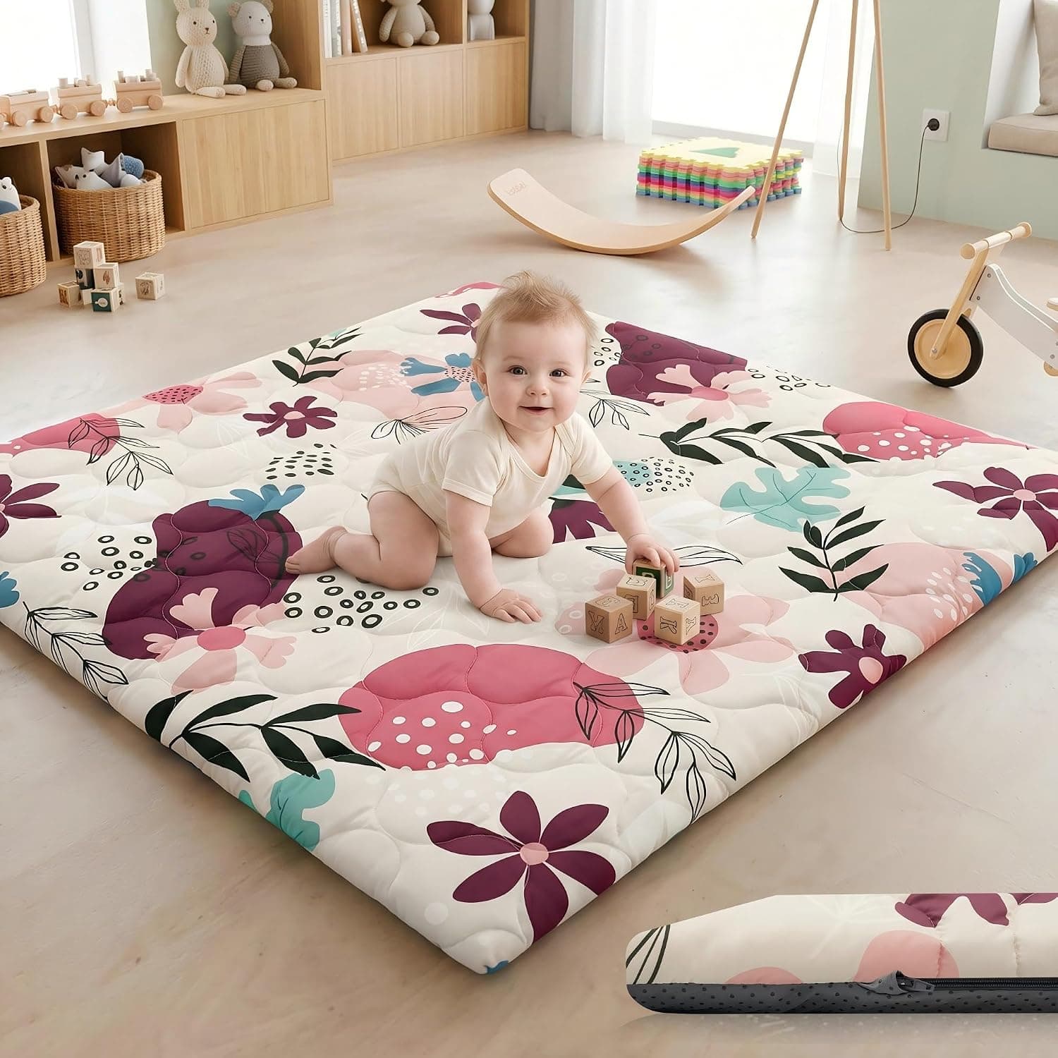 Extra Thick 1.6 Inch Baby Play Mat with Generous 50x50 Inch Dimensions for Safe Floor Play, Comfortable Crawling Practice and Soft Tummy Time — 1 of 5