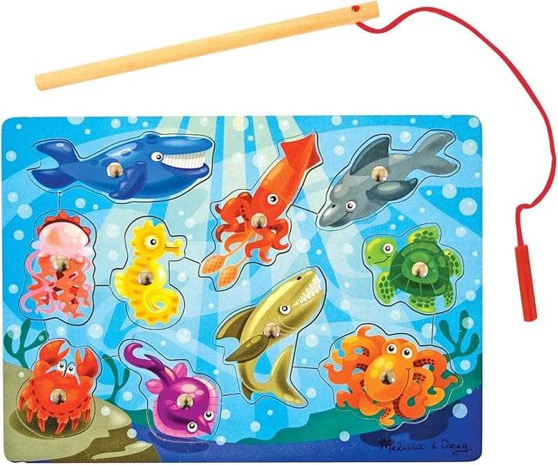 Melissa & Doug Magnetic Wooden Fishing Game and Puzzle with Colorful Wooden Ocean Animal Magnets and Hand-Eye Coordination Skill Development — 4 of 5