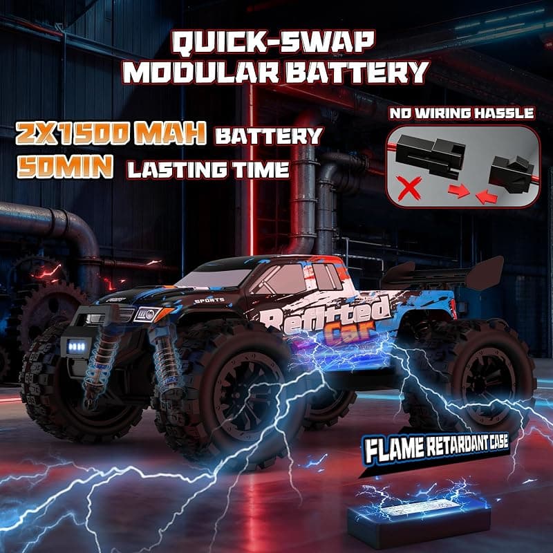 116 4X4 High-Speed 40-50KMH Peak RC Cars Monster Truck with 390 Motor, Durable Axle Suspension, 3000mAh Batteries and Teen Birthday Toy Suitability — 5 of 5