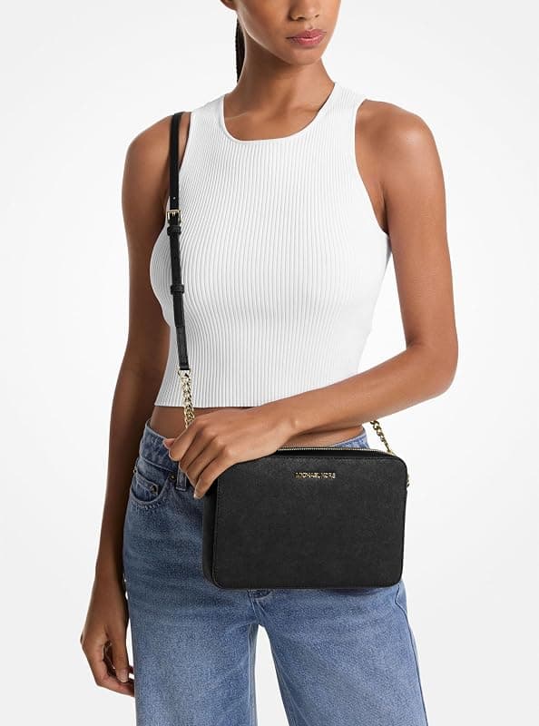 Michael Kors Women Jet Set Large Crossbody Bag with Premium Saffiano Leather, Gold-Tone Hardware, Secure Zip Closure and Adjustable Strap — 3 of 4