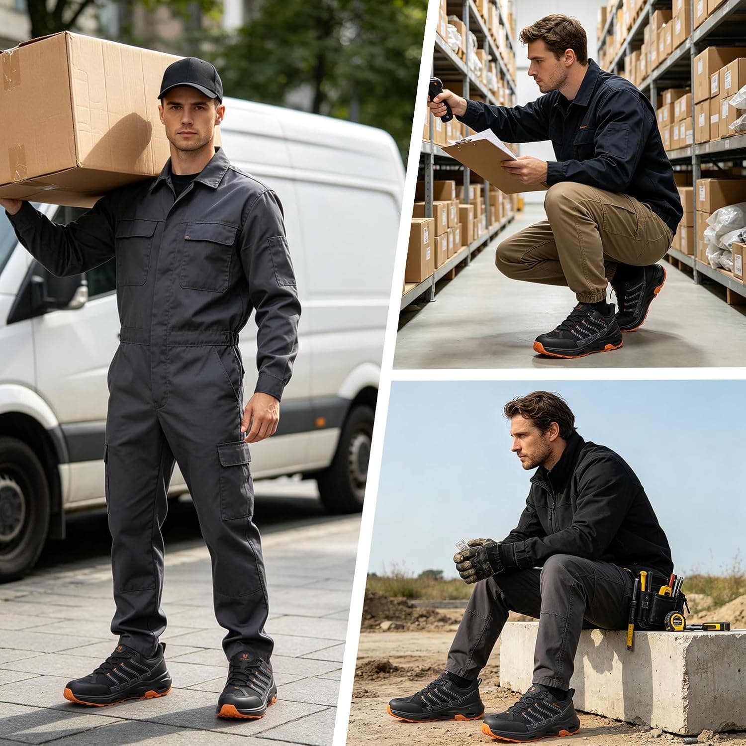 Hogent Steel Toe Shoes for Men, Breathable Anti-Puncture Safety Sneakers with Lightweight Construction, Protective Design and Comfortable Daily Fit — 2 of 5
