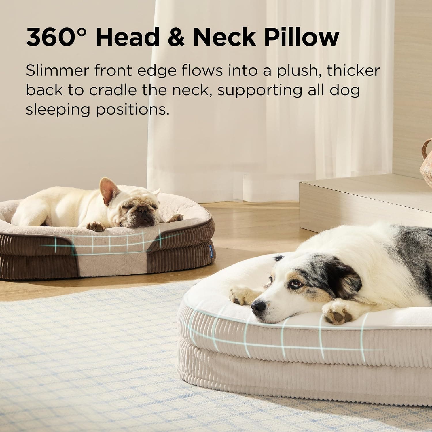 360-Degree Oval Bolster Orthopedic Dog Bed with 35-Inch Supportive Sleeping Surface, Plush Edge Cushioning and Premium Pressure-Relieving Foam — 3 of 5