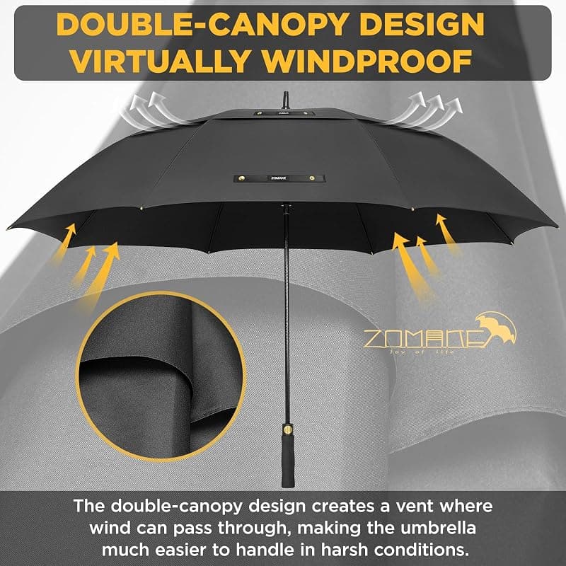 ZOMAKE Golf Umbrella Large Windproof Heavy Duty Umbrellas 54 Inch Canopy with Automatic Open and Sturdy Fiberglass Frame Construction — 3 of 5
