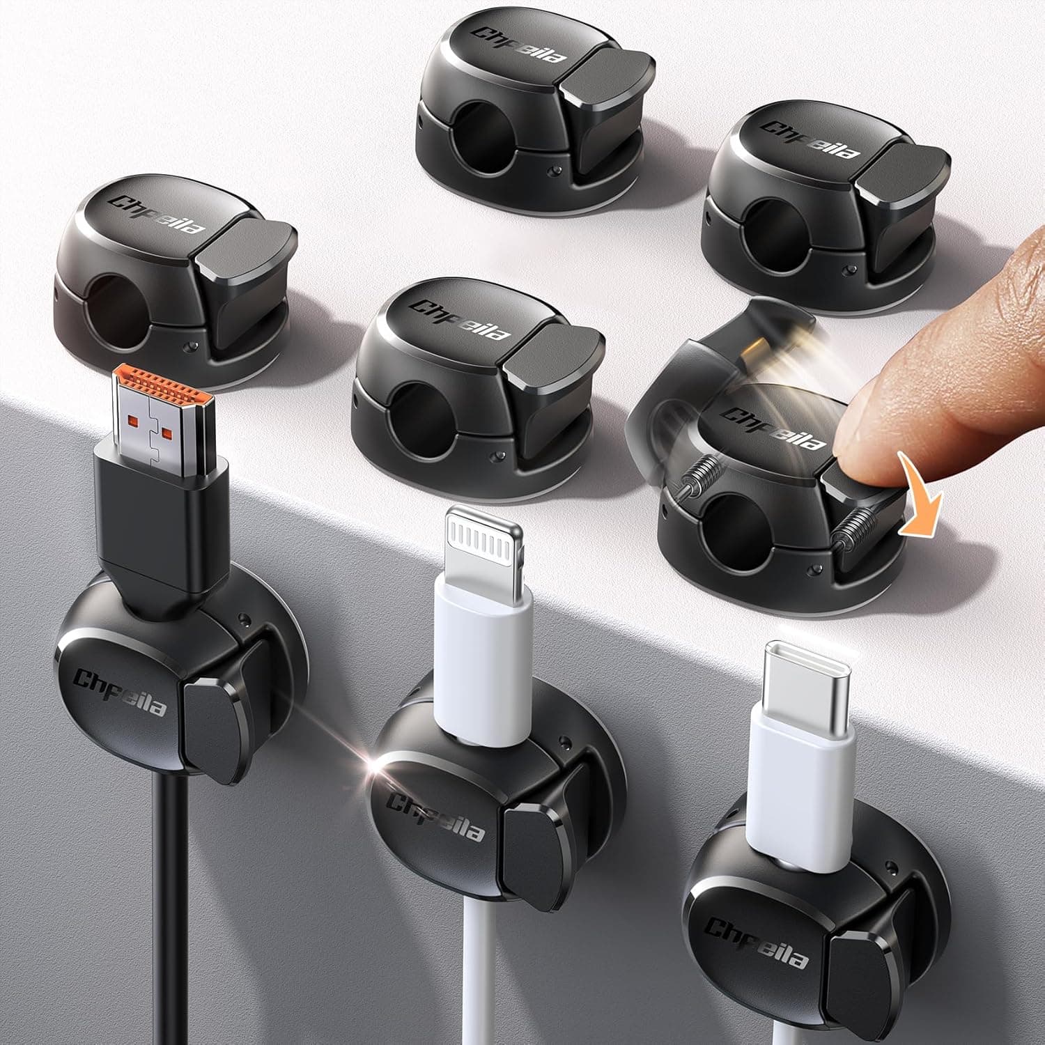 Chfeila 8 Pack Cable Clips with Dual Spring & Clasp Design — 1 of 5