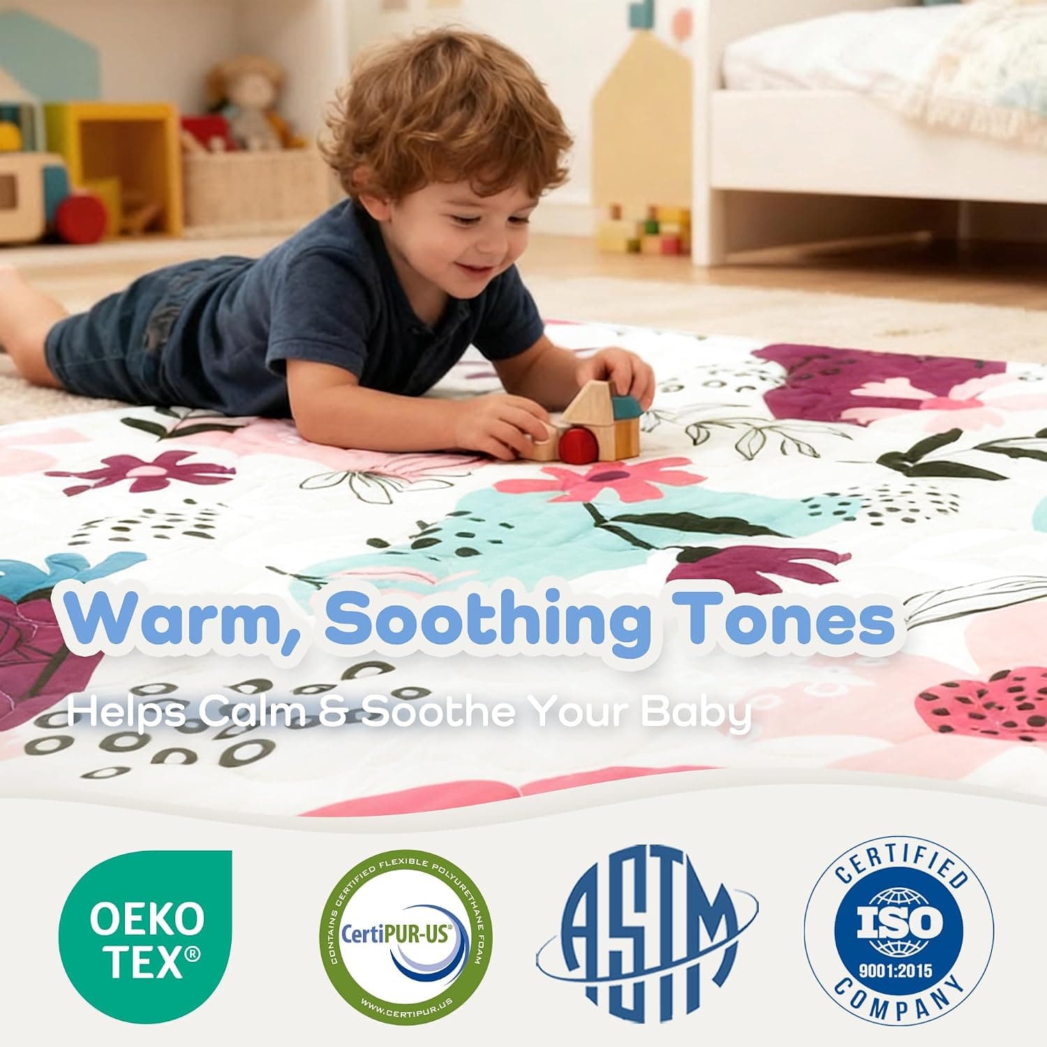 Extra Thick 1.6 Inch Baby Play Mat with Generous 50x50 Inch Dimensions for Safe Floor Play, Comfortable Crawling Practice and Soft Tummy Time — 2 of 5