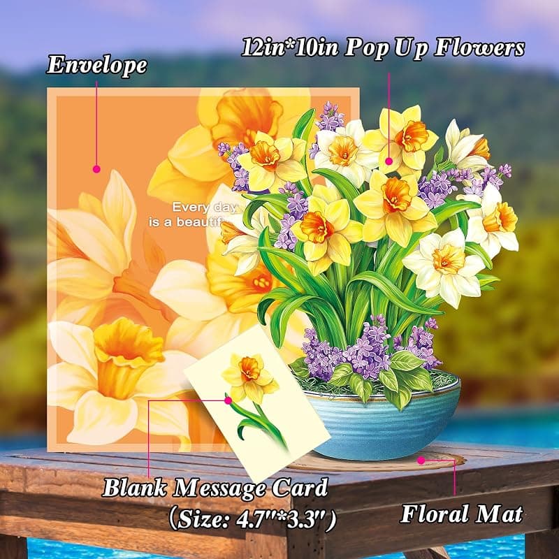 Airpark Pop Up Birthday Cards for Women Featuring a Stunning Paper Flowers Bouquet Design for Mom and Special Celebrations — 5 of 5