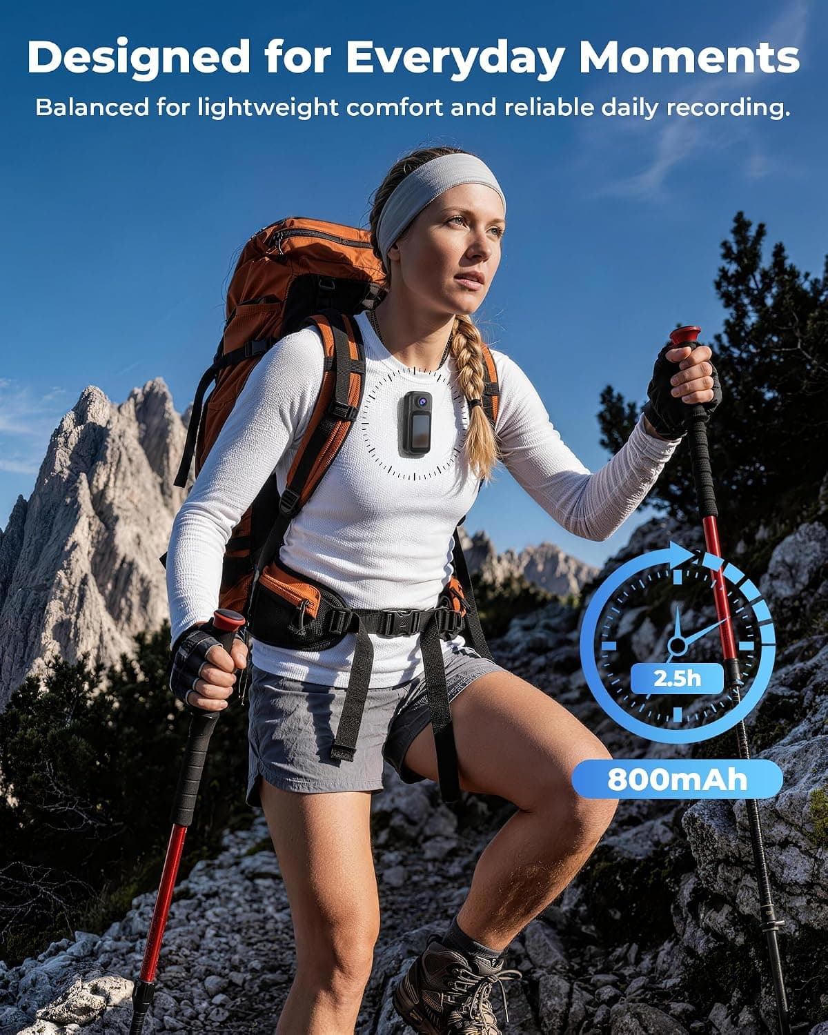 Mini POV Body Action Camera 4K 30FPS Ultra HD with EIS 3.0 6-Axis Stabilization, 1.5 Inch HD Screen, 128GB Memory Card and 150 Min Battery Life — 4 of 5