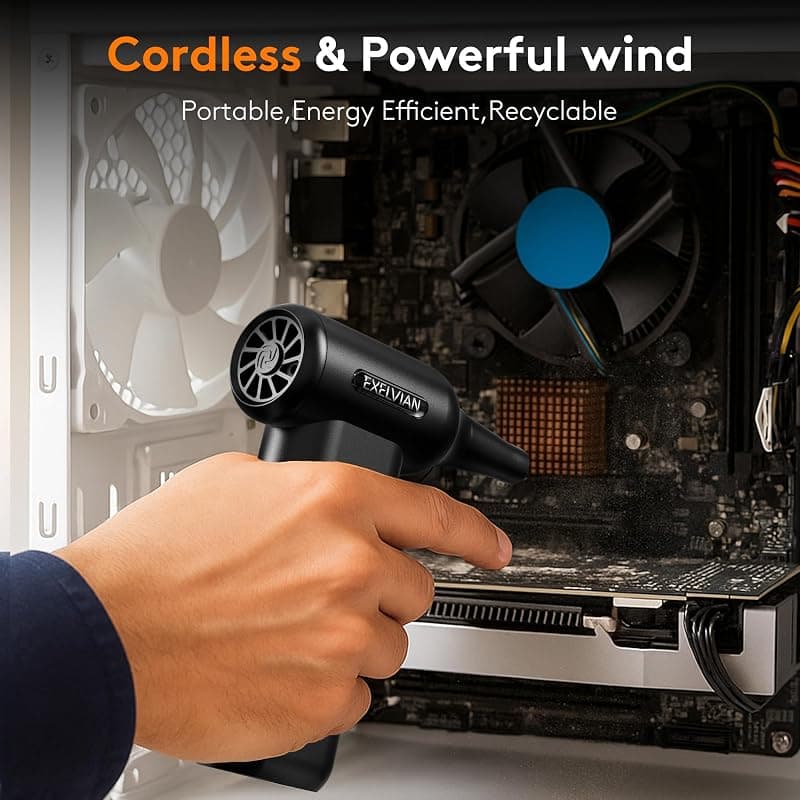 Compressed Air Duster Electric with 150000RPM Motor, 10000mAh Battery, LED Light and 6-Gear Adjustable Keyboard Cleaner for Computer Dusting — 4 of 5
