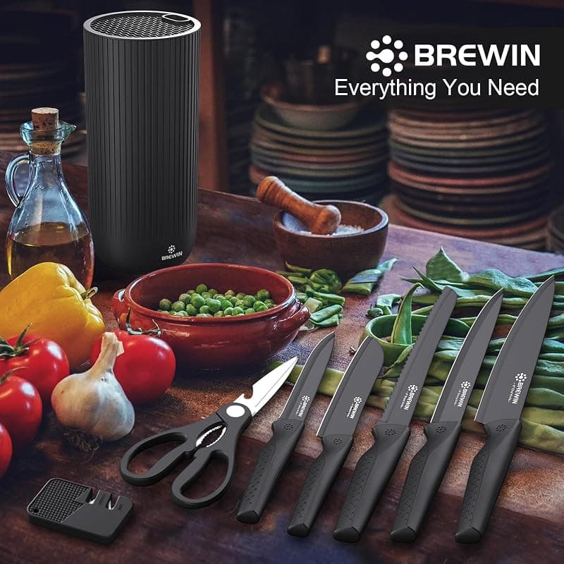 Brewin Kitchen Knife Set with Universal Knife Block for New Home Essentials, Apartment Essentials, Camping Essentials and RV Essentials — 2 of 5