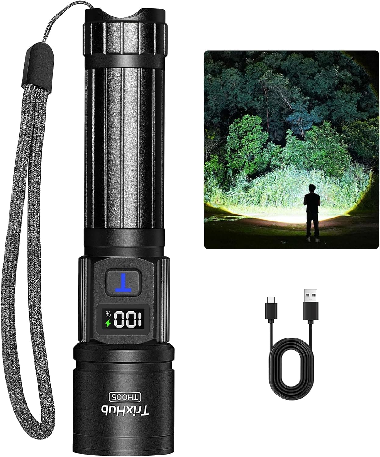 High Lumens Rechargeable Flashlight with LCD Display — 1 of 5