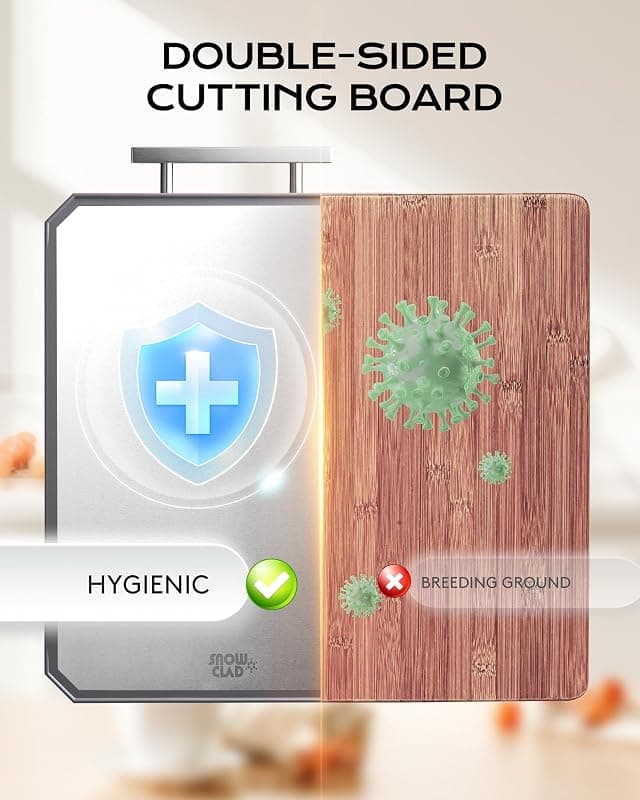 Stainless Steel Cutting Board with Built-In Handle, Juice Groove, Non-Porous Surface, Dishwasher Safe Design and Dual-Sided Food Prep — 4 of 5