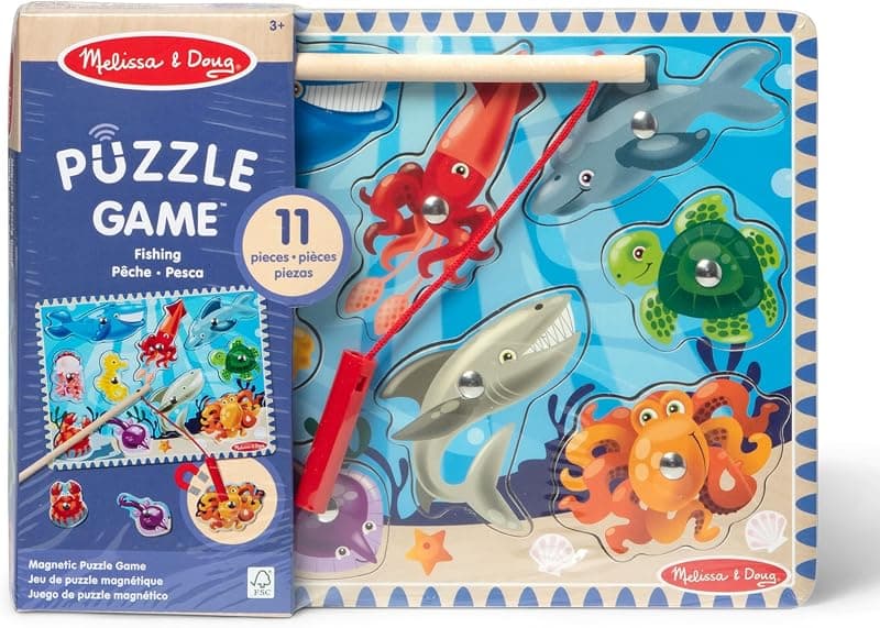 Melissa & Doug Magnetic Wooden Fishing Game and Puzzle with Colorful Wooden Ocean Animal Magnets and Hand-Eye Coordination Skill Development — 3 of 5