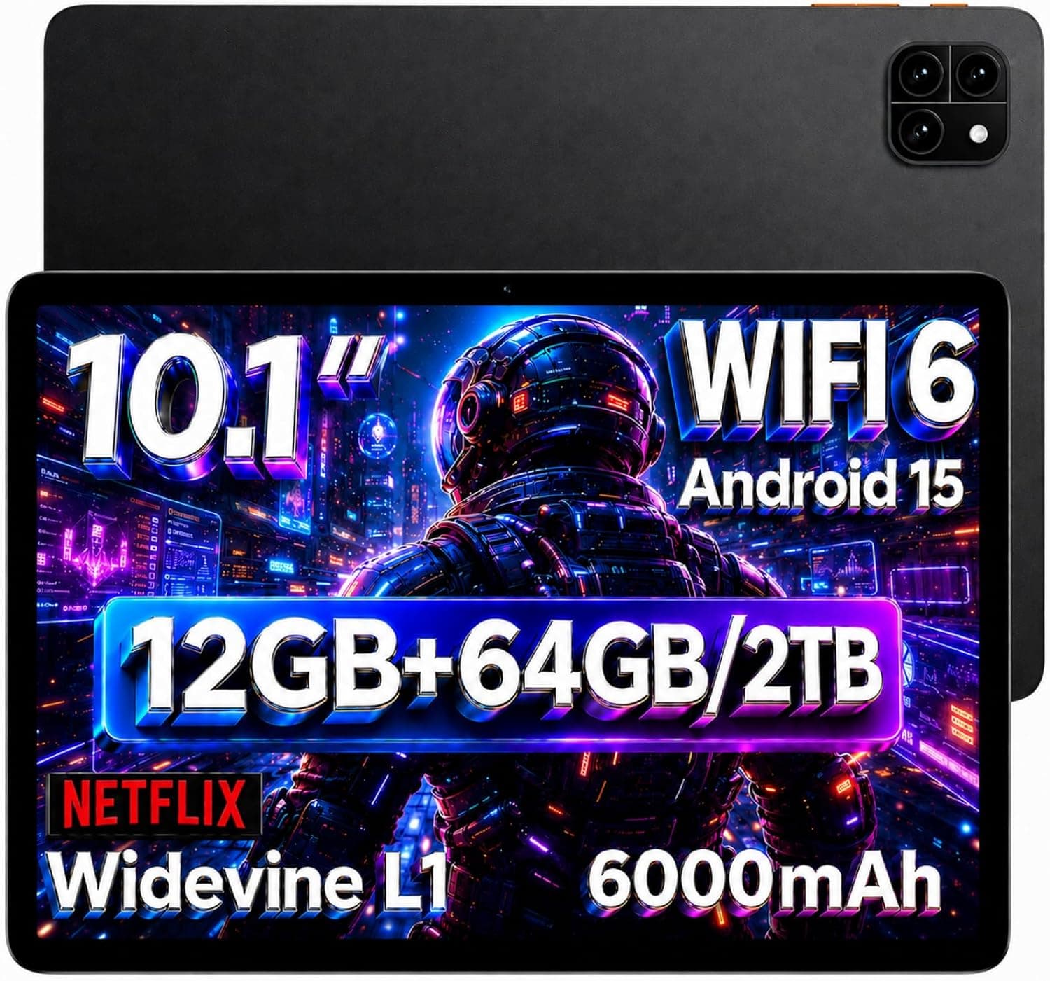 Android 15 Tablet 10.1 Inch with Octa-Core Processor, 12GB RAM, 64GB Expandable Storage up to 2TB, WiFi 6, Dual Speakers and 6000mAh Battery — 1 of 5