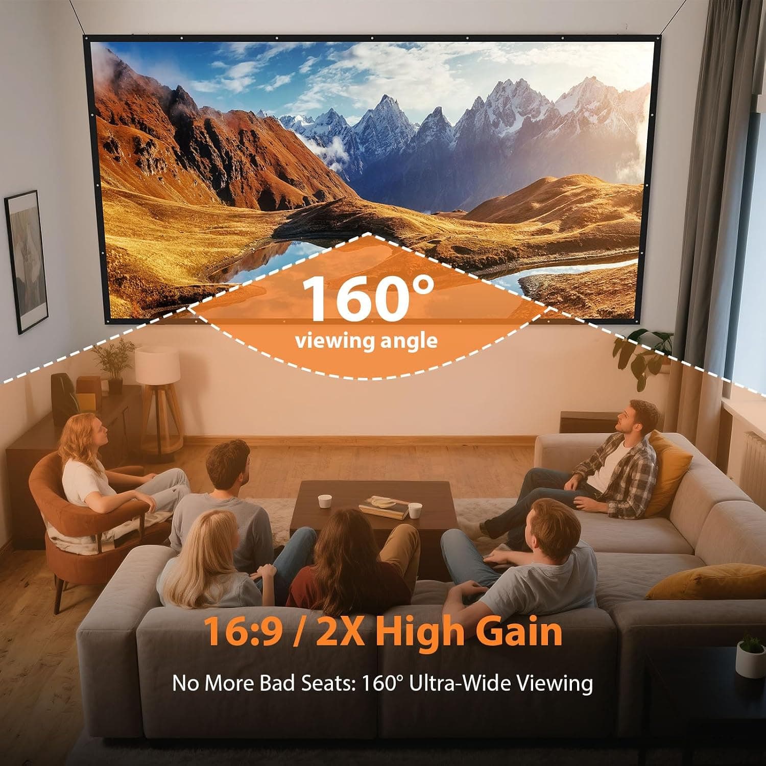 72-Inch 16:9 Portable Projector Screen for Home Theater, Office Presentation, Indoor Outdoor Use and Compact Lightweight Folding Design — 4 of 4