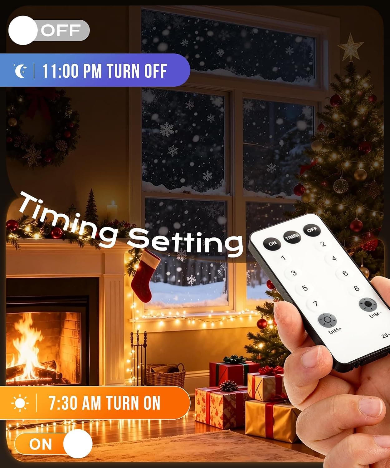 66ft 200-LED Warm White Fairy String Lights with Included Remote Control, Flexible Copper Wire, Multiple Lighting Modes and Energy Efficient Design — 5 of 5