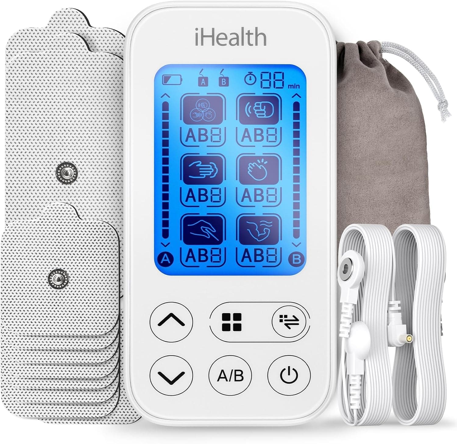 iHealth Dual-Channel TENS Unit Stimulator with 24 Modes, 90-Hour Battery, Adjustable Intensity Levels and Portable Relief Design — 1 of 5