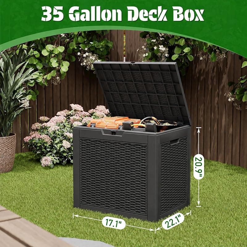 WTFGO Outdoor Storage Box Waterproof 35 Gallon Deck Box for Patio Storage, Weather-Resistant Container and Heavy-Duty Yard Organization Solution — 2 of 5