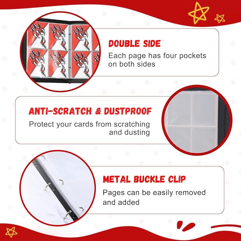 Trading Card Binder 4 Pocket with 50 Removable Sleeves for Pokemon and Yu-Gi-Oh Card Storage and Protection — 4 of 5