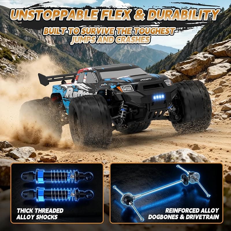 116 4X4 High-Speed 40-50KMH Peak RC Cars Monster Truck with 390 Motor, Durable Axle Suspension, 3000mAh Batteries and Teen Birthday Toy Suitability — 3 of 5