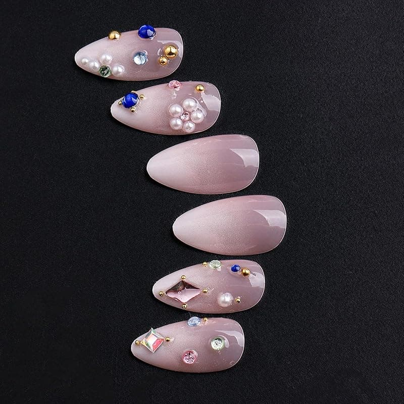 Luxury Rhinestones Press On Nails Medium Almond Shape with 12 Different Sizes and Complete 24-Piece Nail Kit for Easy At-Home Manicures — 4 of 5