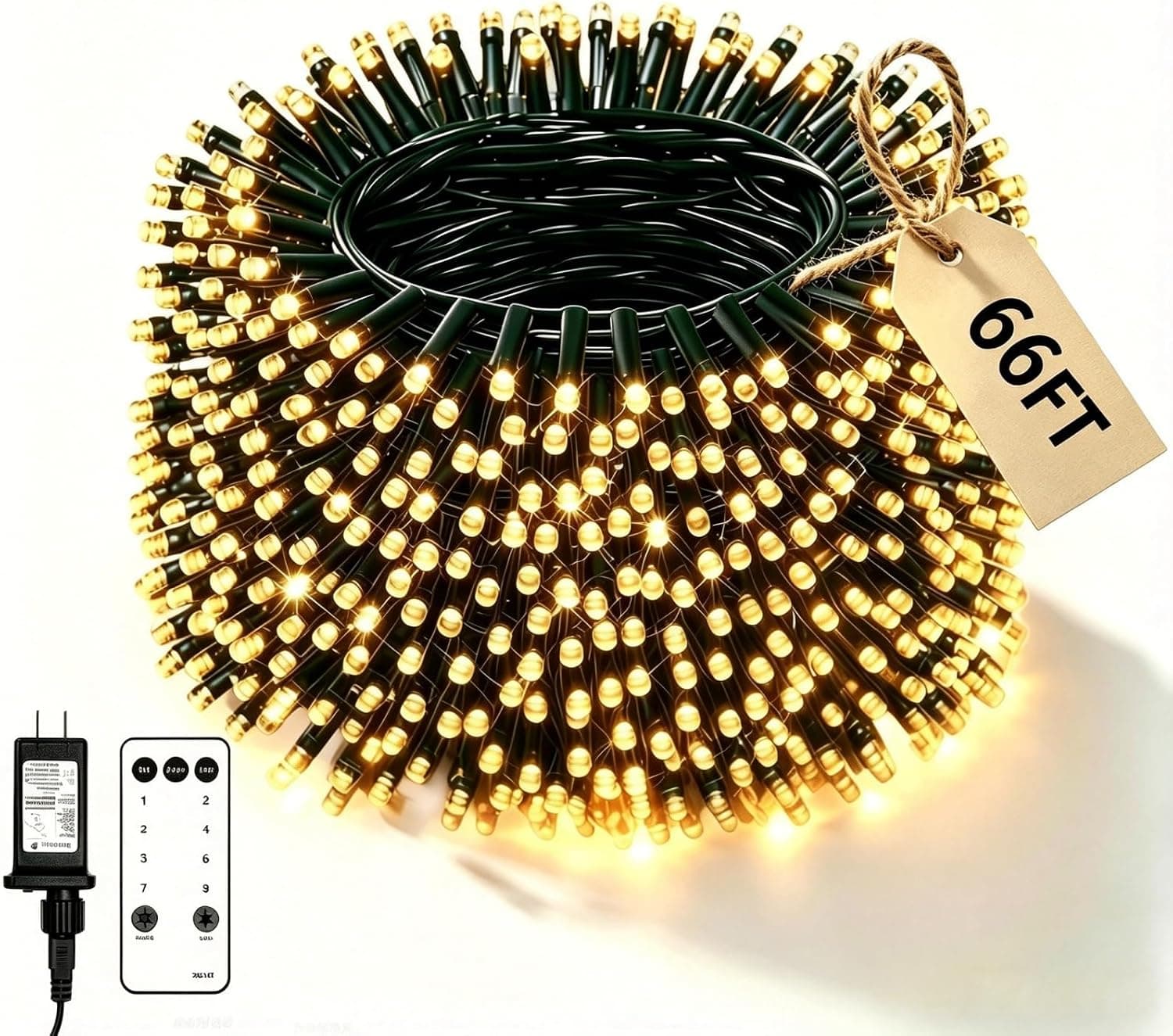 66ft 200-LED Warm White Fairy String Lights with Included Remote Control, Flexible Copper Wire, Multiple Lighting Modes and Energy Efficient Design — 2 of 5