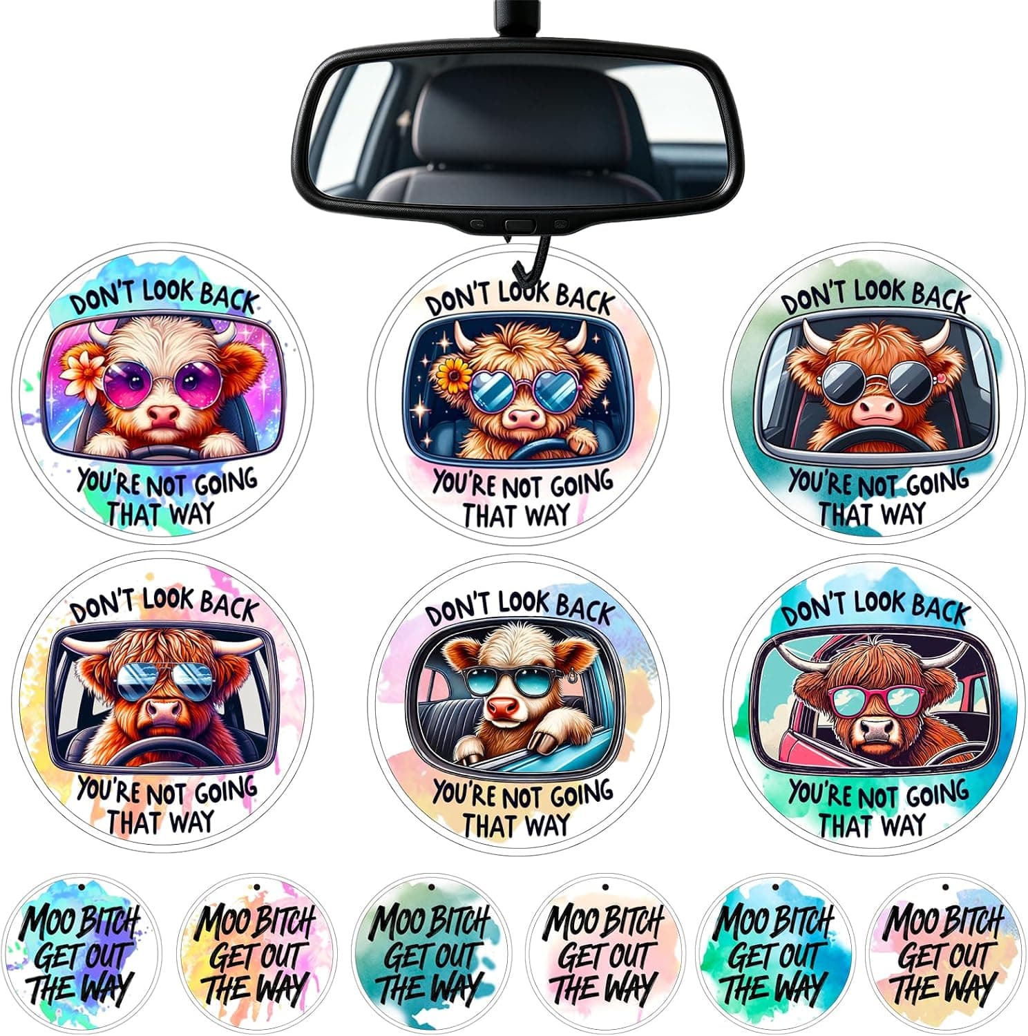 Highland Cow Car Air Fresheners 6 Pack Featuring Cute Rustic Farmhouse Design Long-Lasting Pleasant Fragrance and Easy Hanging Vent Loop Attachment — 2 of 5
