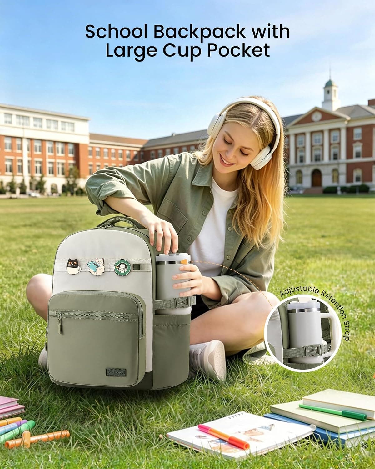 Generic Laptop Backpack for Women with Secure 40oz Tumbler Holder, Smart Organization 15 Pockets, Padded 15.6 Inch Laptop Compartment and — 4 of 5
