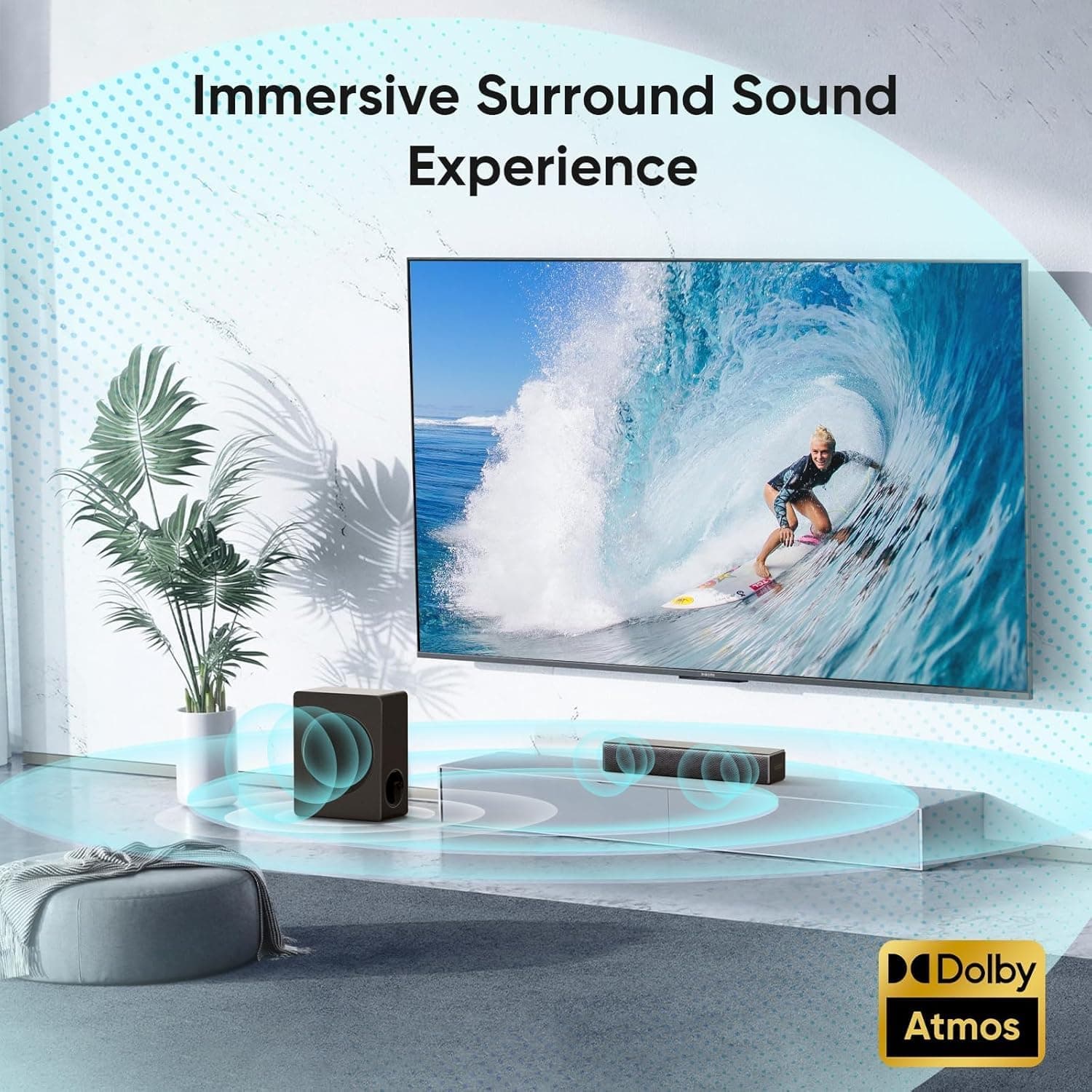 GEOYEAO 2.1 CH Soundbar with Subwoofer and 100W Dolby Atmos Sound Bar for Smart TV Offering Immersive Cinematic Audio and Deep Bass Output — 2 of 5