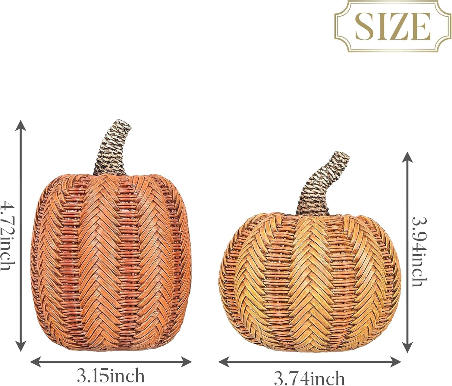 Resin Pumpkin Decorations 2-Piece Set with Detailed Autumnal Fall Harvest Design for Tabletop Mantel Centerpiece Indoor Holiday Home Decor — 5 of 5