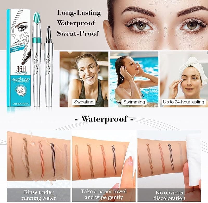 Waterproof Micro Fork Eyebrow Pencil Featuring a Unique 4 Tip Eyebrow Pen Design in Dark Gray for Long-Lasting Natural Precision and Definition — 2 of 5
