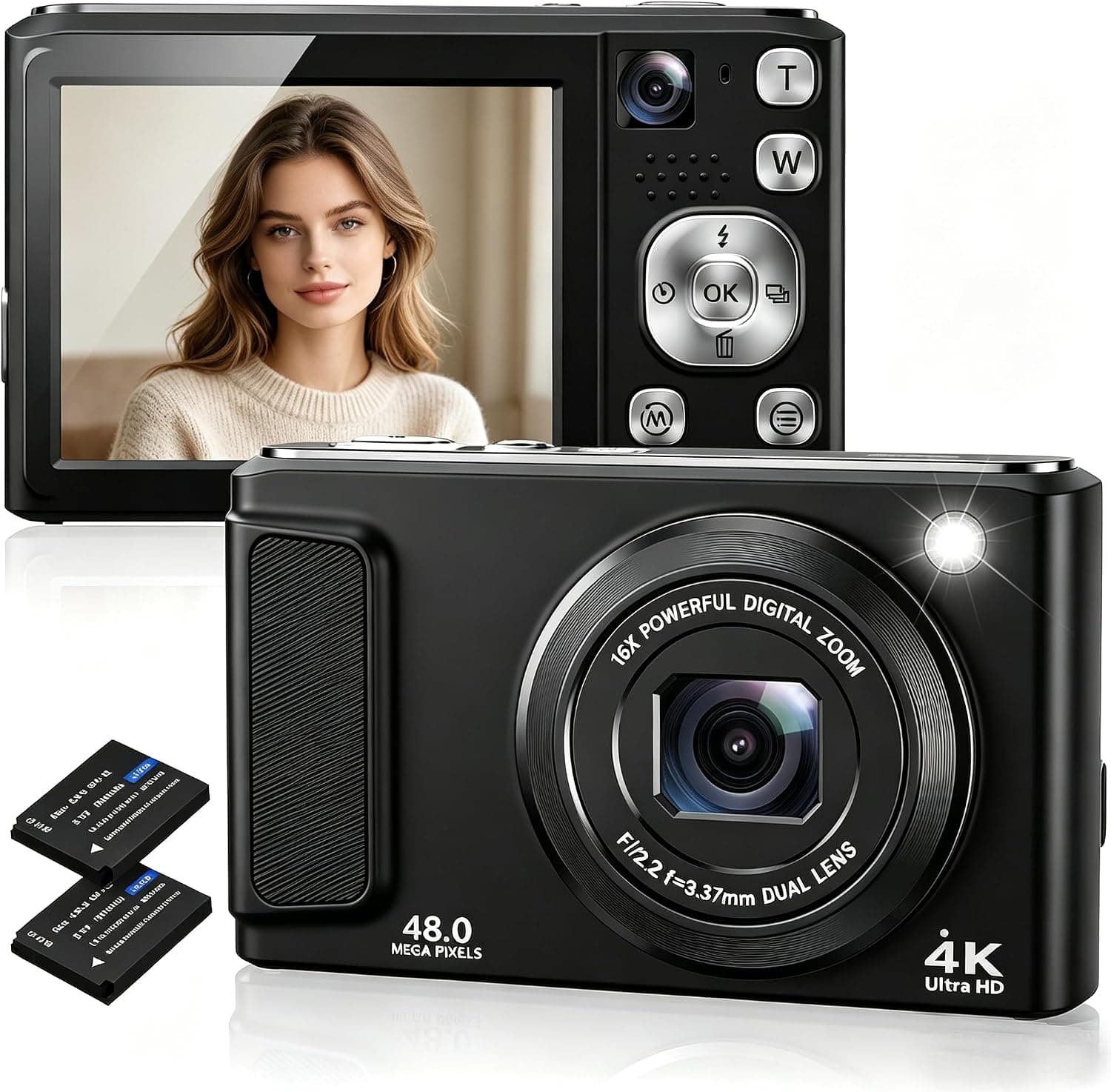 4K 48MP Digital Camera with Front and Rear Cameras Dual Lens Selfie Vlogging Video Recording Compact Point and Shoot for Content Creators — 2 of 5