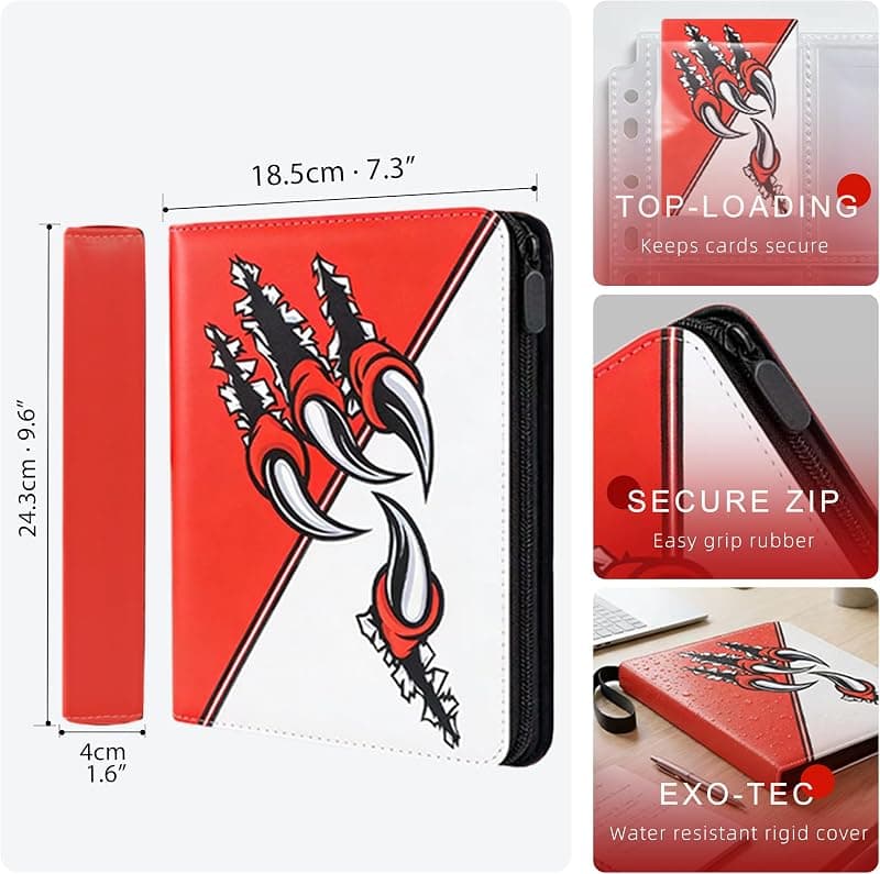 Trading Card Binder 4 Pocket with 50 Removable Sleeves for Pokemon and Yu-Gi-Oh Card Storage and Protection — 3 of 5