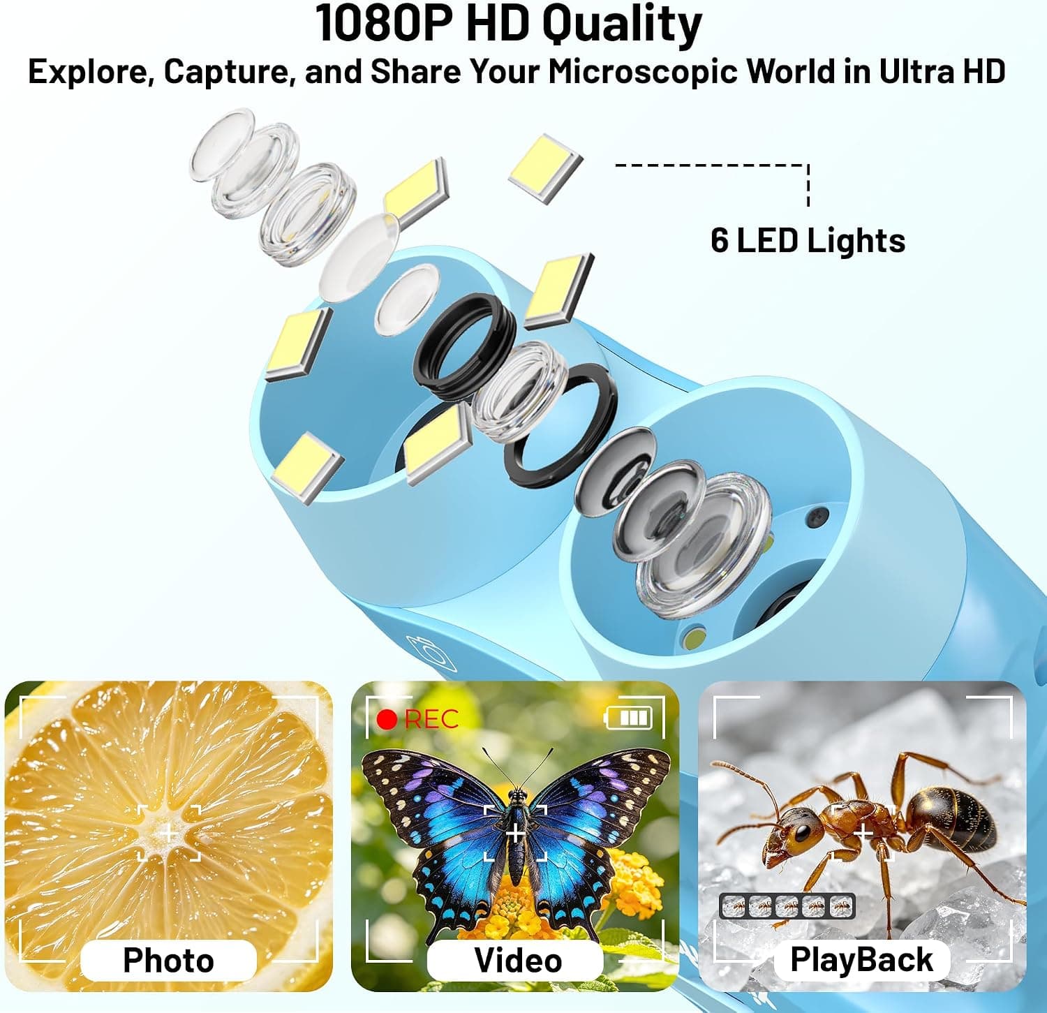 1000X Handheld Digital Microscope with 2.0 Inch IPS Screen, 32GB Storage Capacity, Rechargeable Battery, and Portable Magnification for Indoor and — 4 of 5