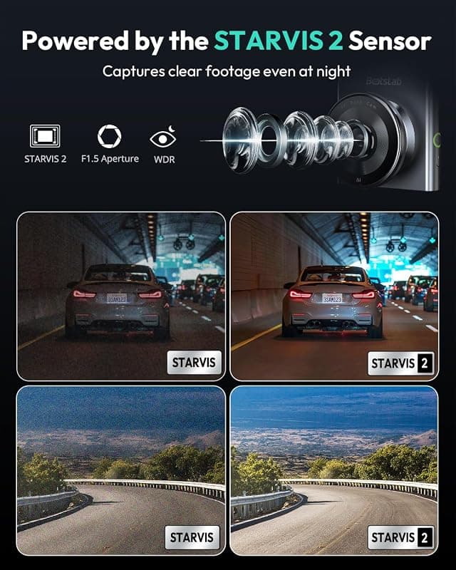 BOTSLAB G300H Plus 4K STARVIS 2 Dual Dash Cam Front and Rear with 2026 Upgraded Wide Angle Lens, Night Vision, and Built-In Wi-Fi Connectivity — 3 of 5