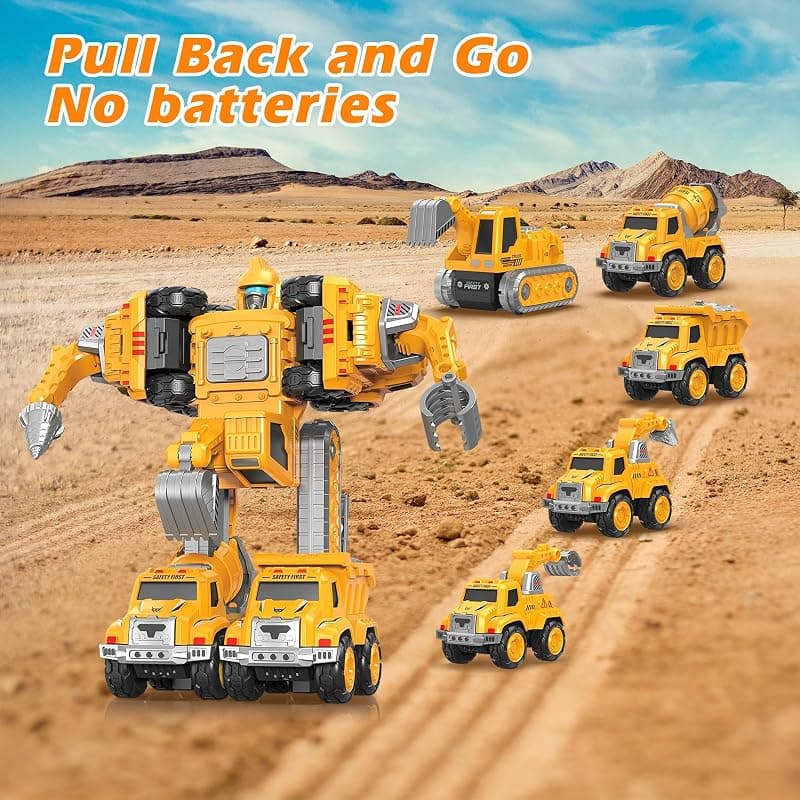 5-in-1 Detachable Construction Vehicles Set Transform Robot Kids Toys Cars Easy DIY Playtime Experience for Young Boys and Girls Birthday Gifts — 2 of 5